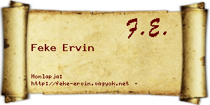 Feke Ervin névjegykártya